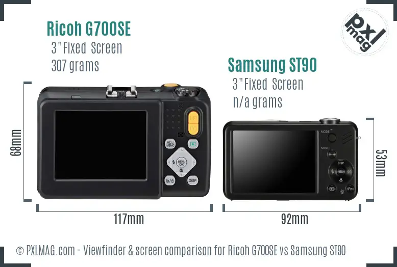 Ricoh G700SE vs Samsung ST90 Screen and Viewfinder comparison