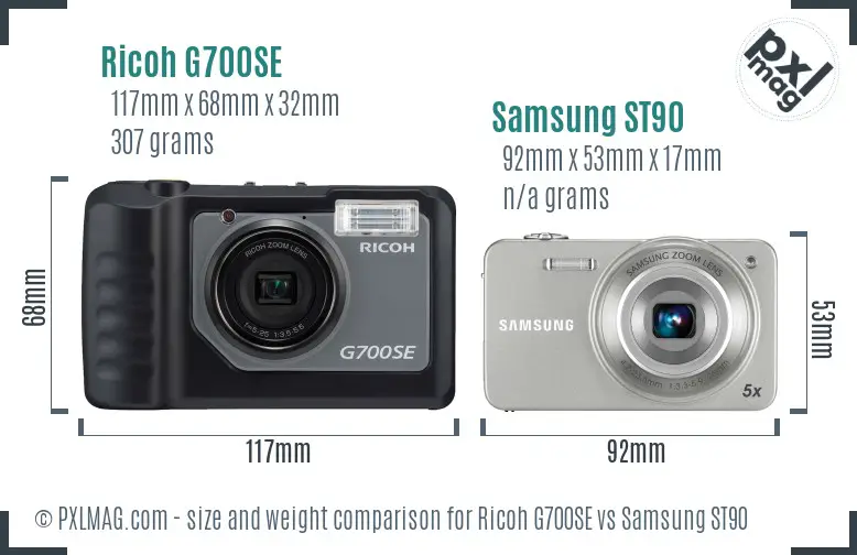Ricoh G700SE vs Samsung ST90 size comparison