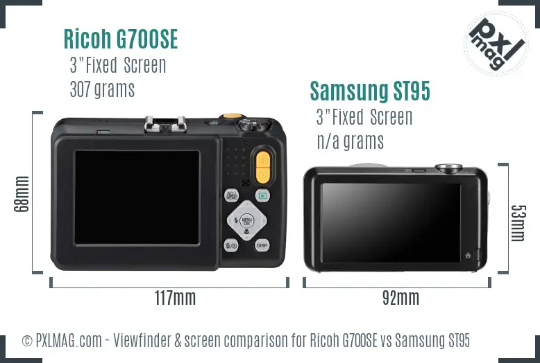 Ricoh G700SE vs Samsung ST95 Screen and Viewfinder comparison