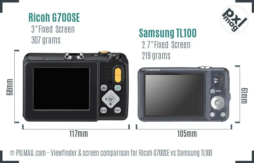 Ricoh G700SE vs Samsung TL100 Screen and Viewfinder comparison