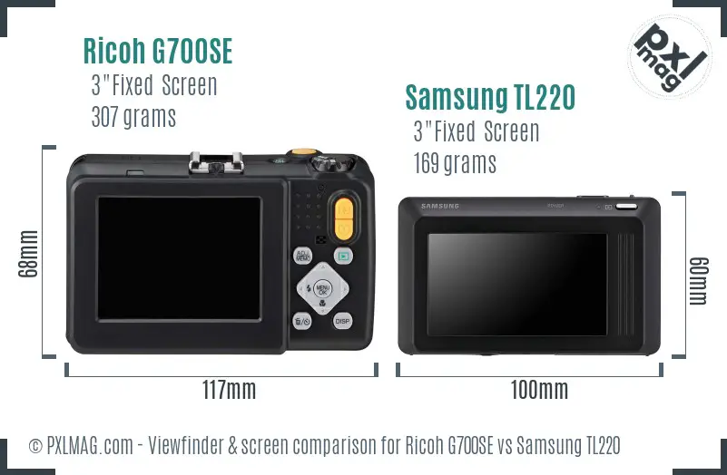 Ricoh G700SE vs Samsung TL220 Screen and Viewfinder comparison