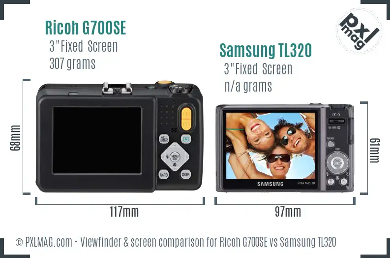 Ricoh G700SE vs Samsung TL320 Screen and Viewfinder comparison