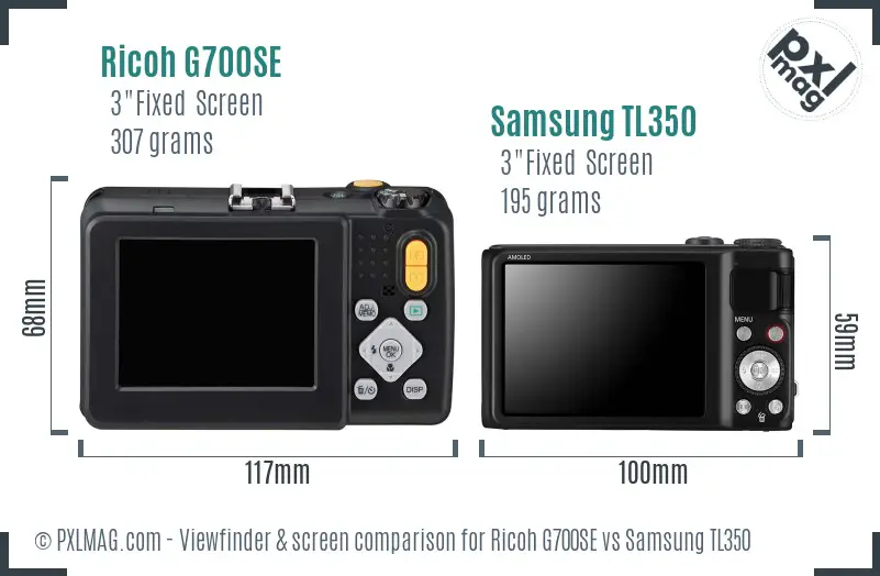 Ricoh G700SE vs Samsung TL350 Screen and Viewfinder comparison