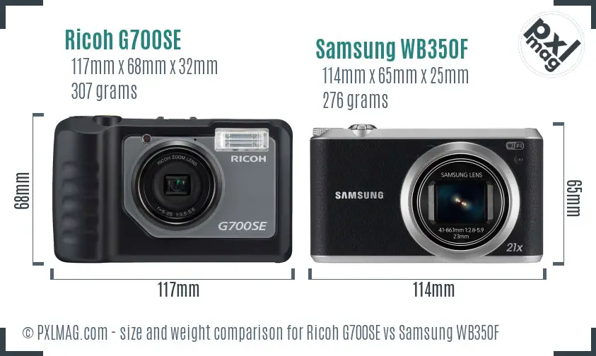 Ricoh G700SE vs Samsung WB350F size comparison Ricoh G700SE vs Samsung WB350F size comparison