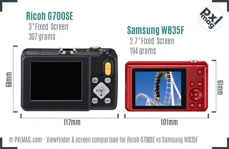 Ricoh G700SE vs Samsung WB35F Screen and Viewfinder comparison