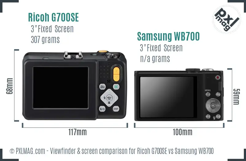Ricoh G700SE vs Samsung WB700 Screen and Viewfinder comparison