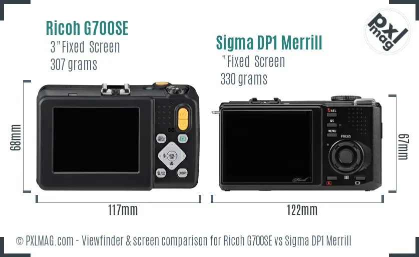 Ricoh G700SE vs Sigma DP1 Merrill Screen and Viewfinder comparison