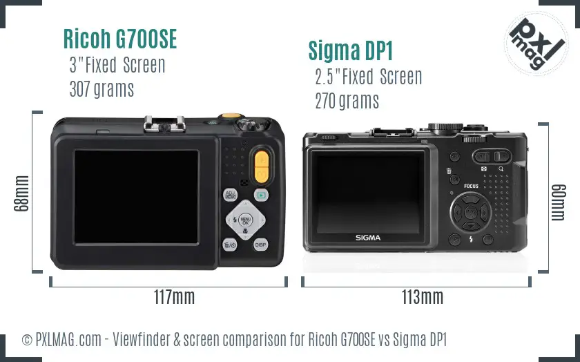 Ricoh G700SE vs Sigma DP1 Screen and Viewfinder comparison
