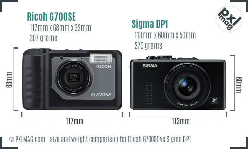 Ricoh G700SE vs Sigma DP1 size comparison