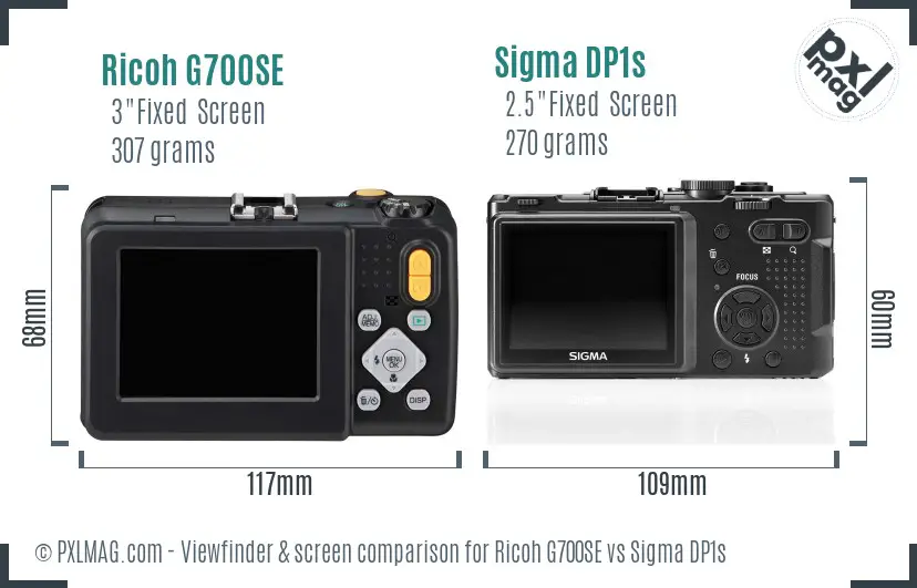 Ricoh G700SE vs Sigma DP1s Screen and Viewfinder comparison