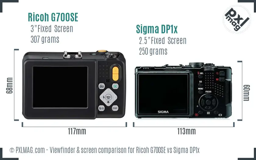 Ricoh G700SE vs Sigma DP1x Screen and Viewfinder comparison