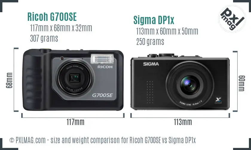 Ricoh G700SE vs Sigma DP1x size comparison