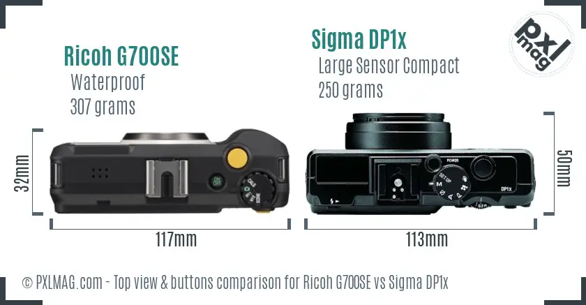 Ricoh G700SE vs Sigma DP1x top view buttons comparison