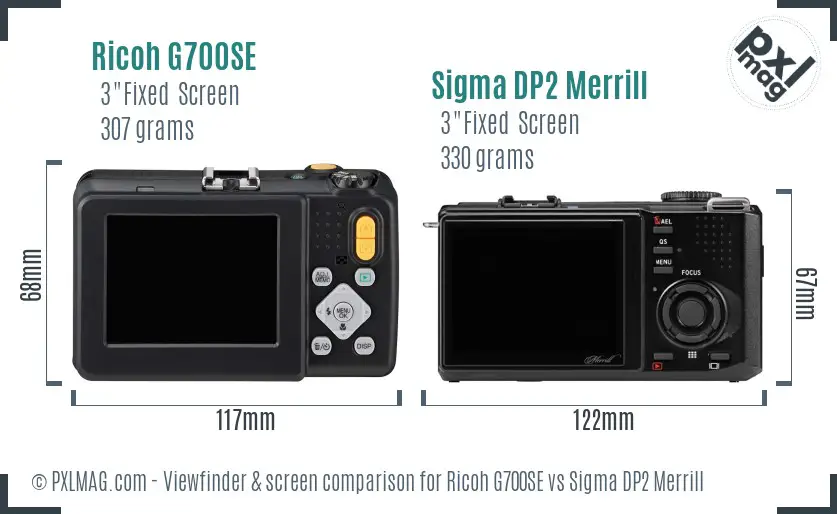 Ricoh G700SE vs Sigma DP2 Merrill Screen and Viewfinder comparison