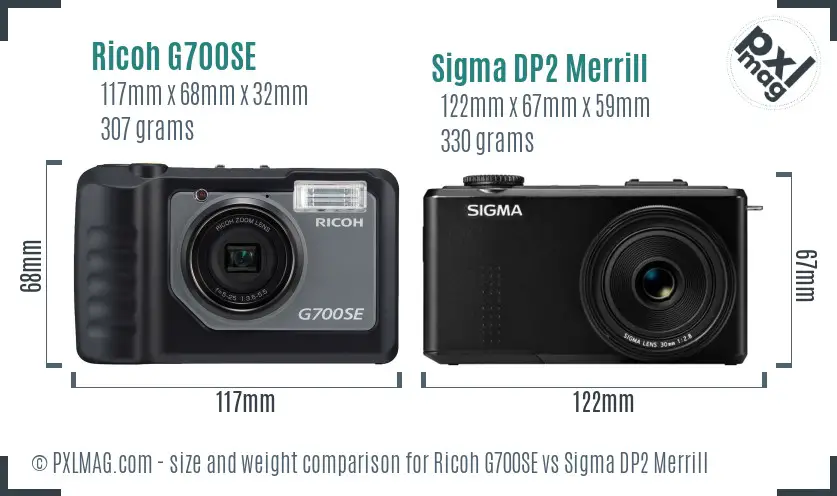 Ricoh G700SE vs Sigma DP2 Merrill size comparison