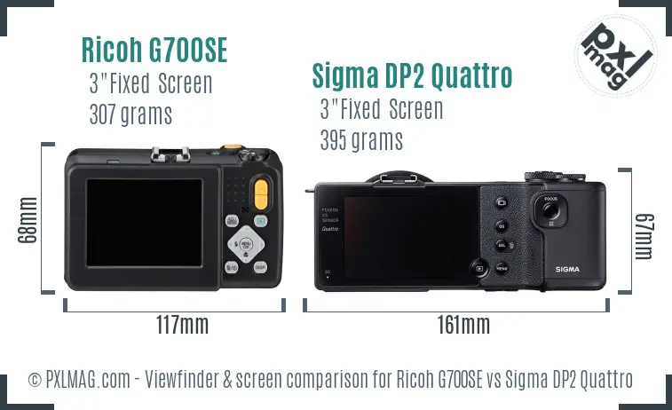 Ricoh G700SE vs Sigma DP2 Quattro Screen and Viewfinder comparison