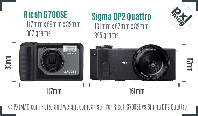 Ricoh G700SE vs Sigma DP2 Quattro size comparison
