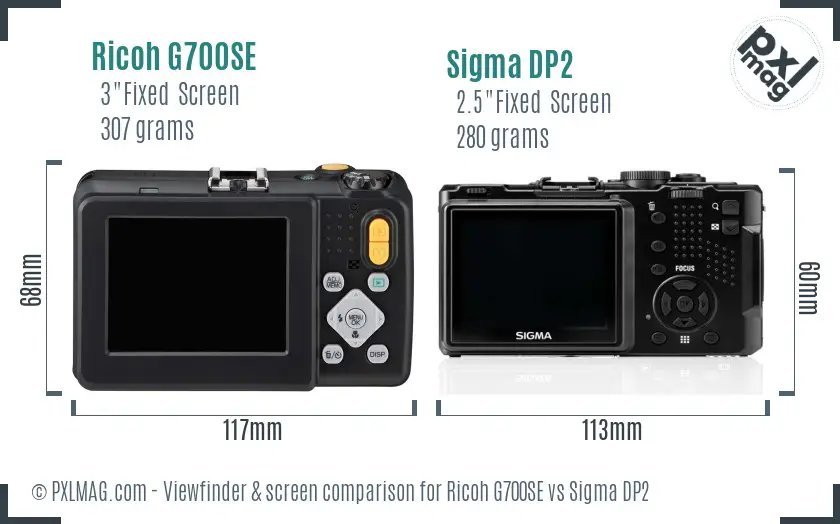 Ricoh G700SE vs Sigma DP2 Screen and Viewfinder comparison