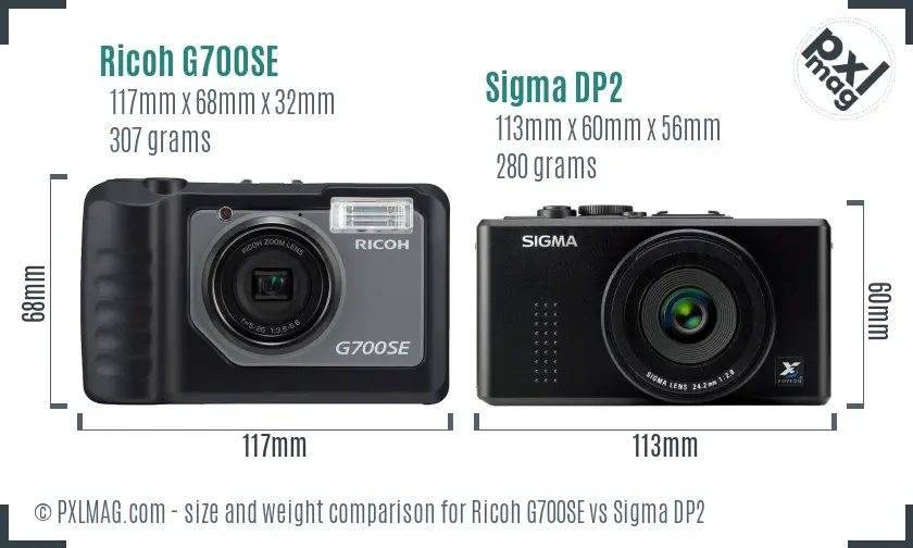 Ricoh G700SE vs Sigma DP2 size comparison