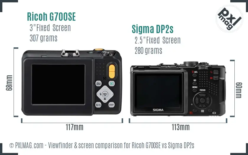 Ricoh G700SE vs Sigma DP2s Screen and Viewfinder comparison
