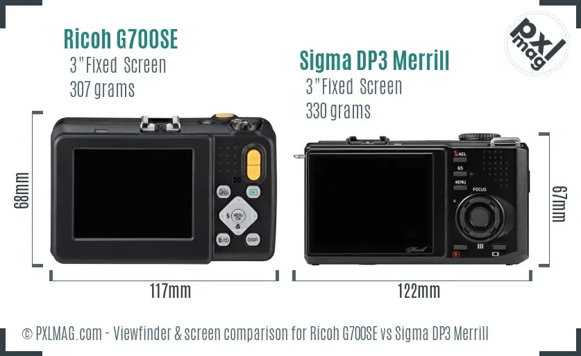 Ricoh G700SE vs Sigma DP3 Merrill Screen and Viewfinder comparison
