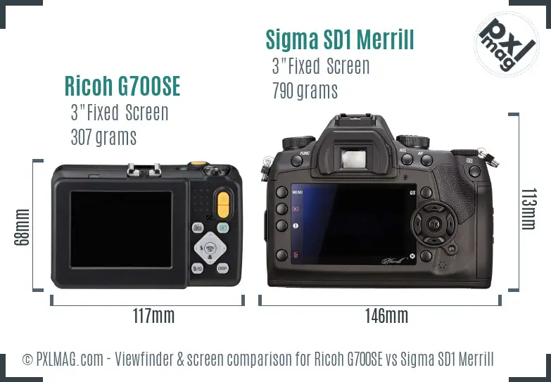 Ricoh G700SE vs Sigma SD1 Merrill Screen and Viewfinder comparison