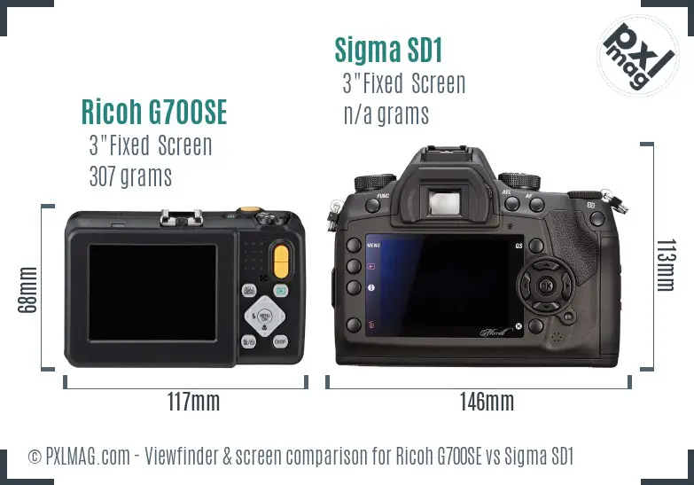 Ricoh G700SE vs Sigma SD1 Screen and Viewfinder comparison