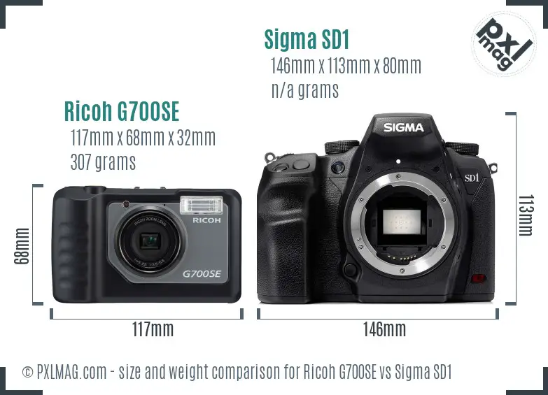 Ricoh G700SE vs Sigma SD1 size comparison