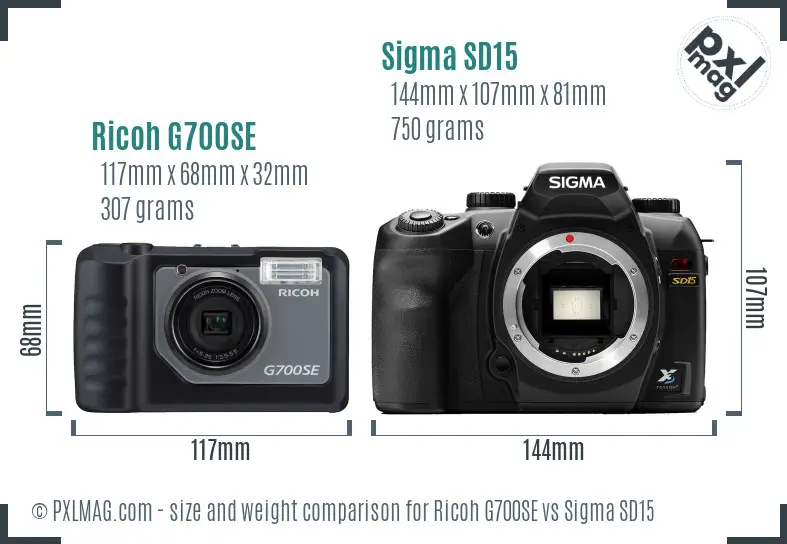 Ricoh G700SE vs Sigma SD15 size comparison