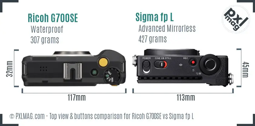 Ricoh G700SE vs Sigma fp L top view buttons comparison