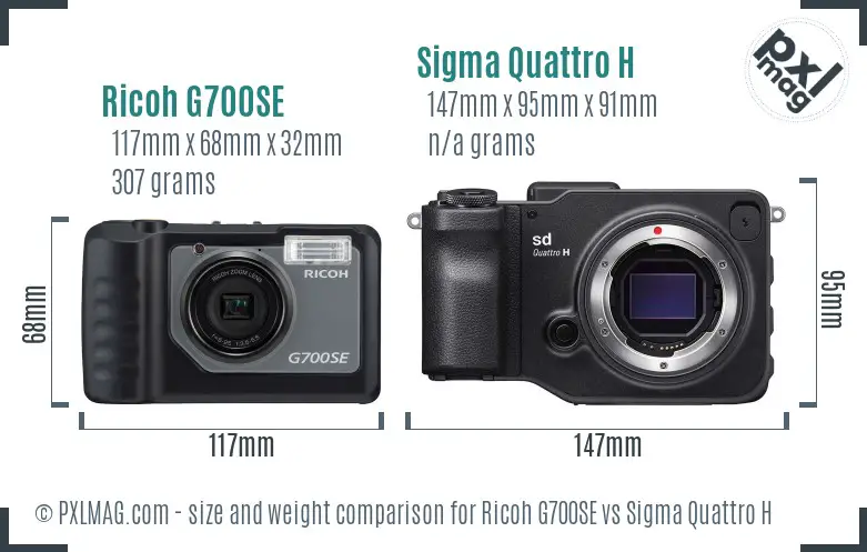 Ricoh G700SE vs Sigma Quattro H size comparison