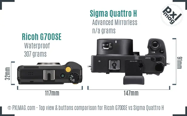 Ricoh G700SE vs Sigma Quattro H top view buttons comparison