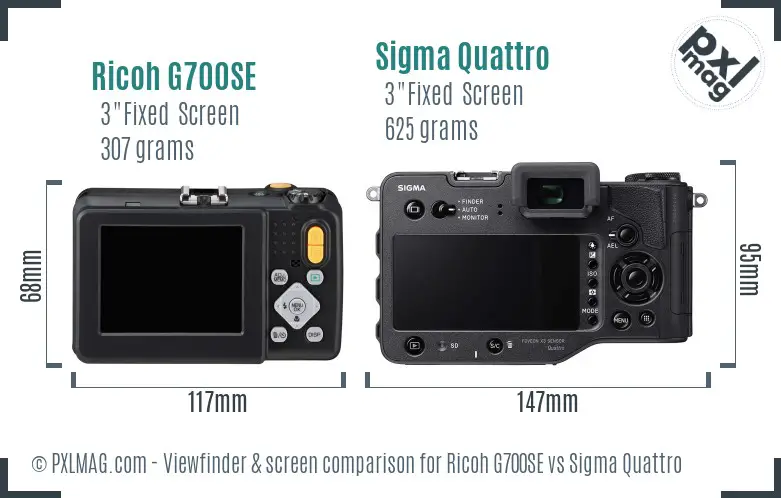 Ricoh G700SE vs Sigma Quattro Screen and Viewfinder comparison