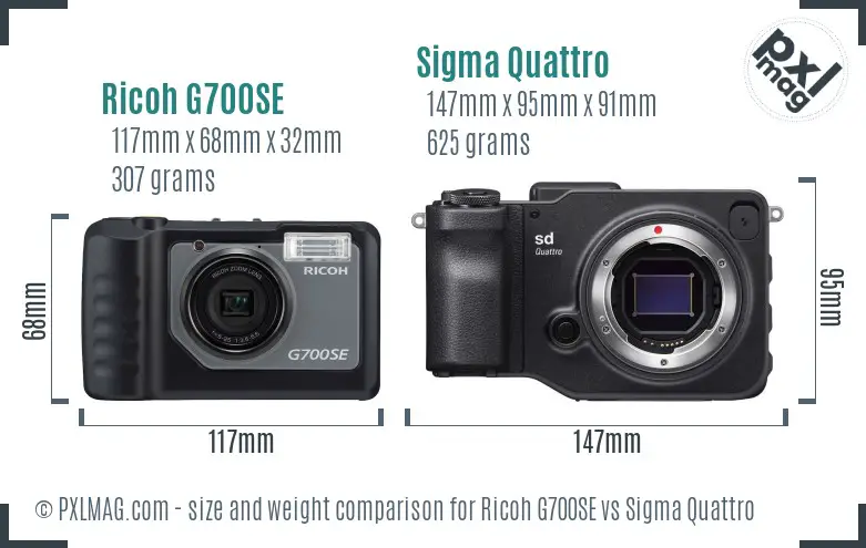 Ricoh G700SE vs Sigma Quattro size comparison
