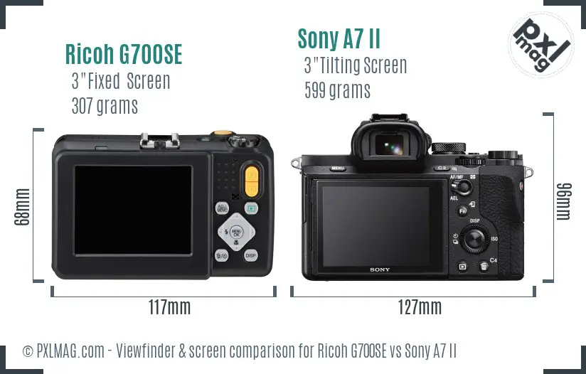 Ricoh G700SE vs Sony A7 II Screen and Viewfinder comparison