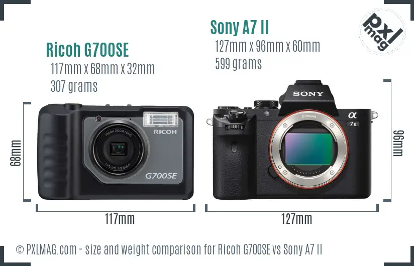 Ricoh G700SE vs Sony A7 II size comparison