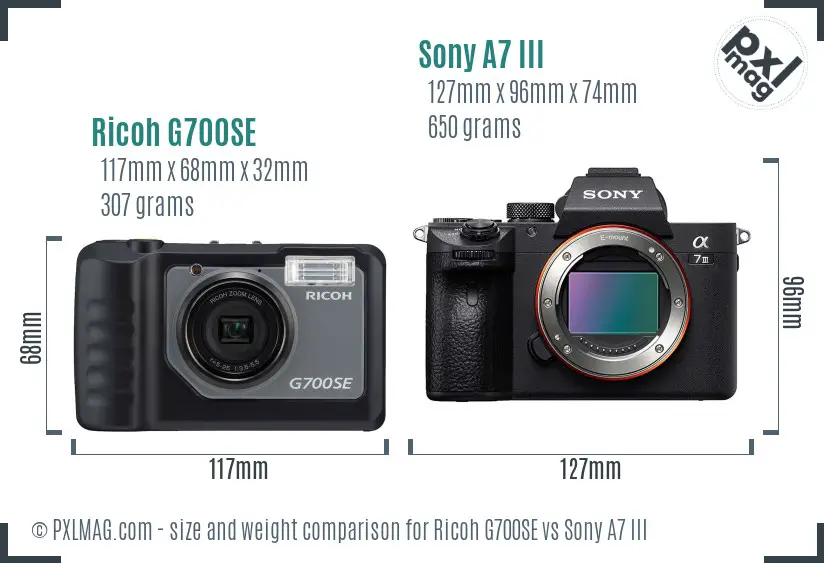 Ricoh G700SE vs Sony A7 III size comparison
