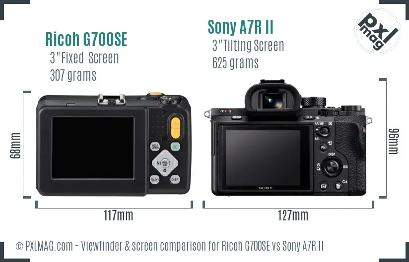 Ricoh G700SE vs Sony A7R II Screen and Viewfinder comparison
