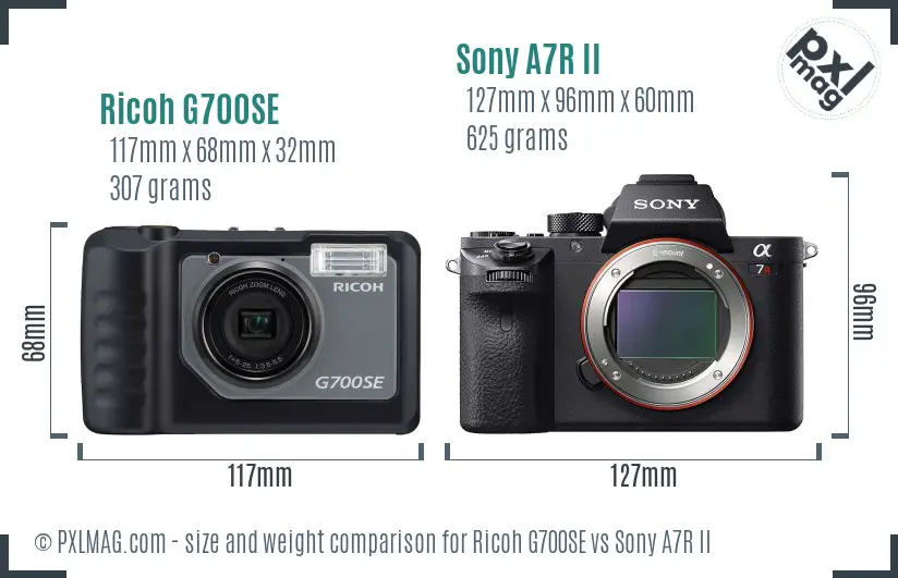 Ricoh G700SE vs Sony A7R II size comparison