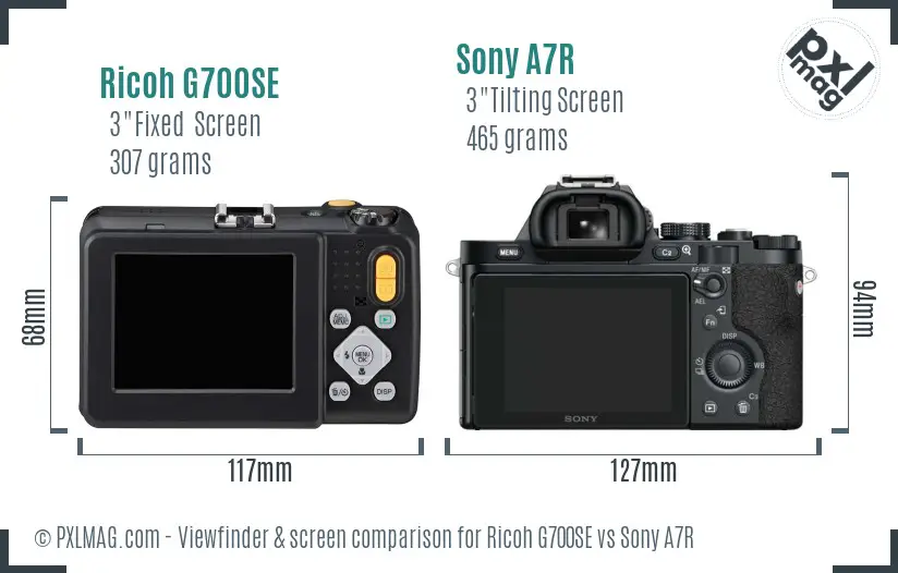 Ricoh G700SE vs Sony A7R Screen and Viewfinder comparison