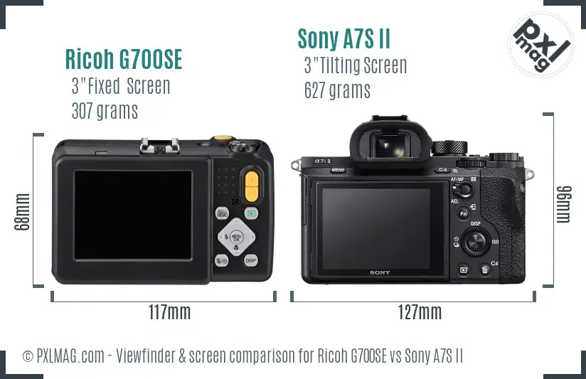 Ricoh G700SE vs Sony A7S II Screen and Viewfinder comparison