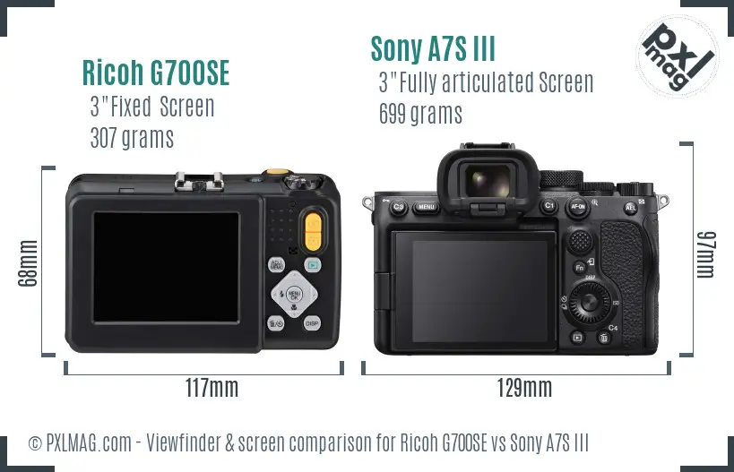 Ricoh G700SE vs Sony A7S III Screen and Viewfinder comparison