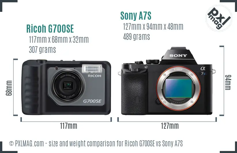 Ricoh G700SE vs Sony A7S size comparison