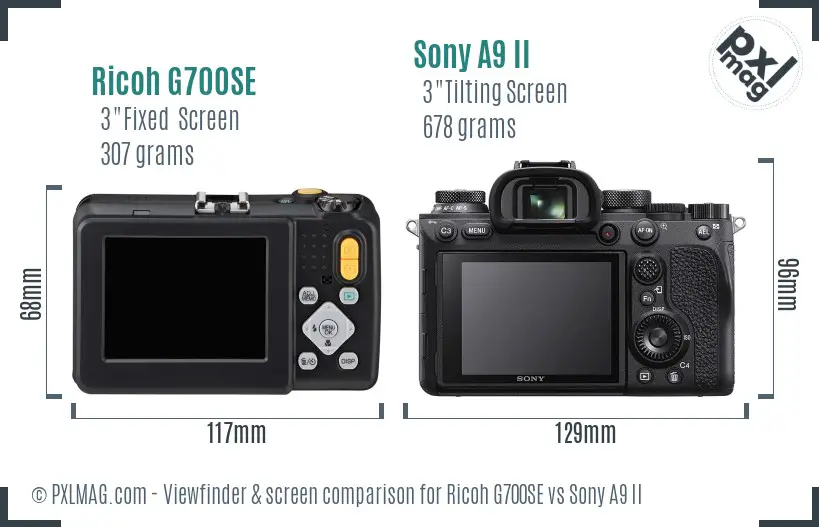 Ricoh G700SE vs Sony A9 II Screen and Viewfinder comparison