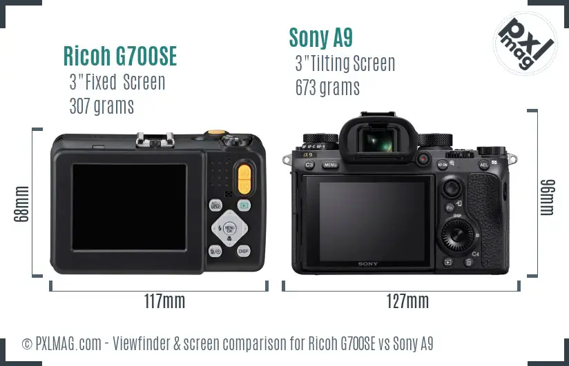 Ricoh G700SE vs Sony A9 Screen and Viewfinder comparison