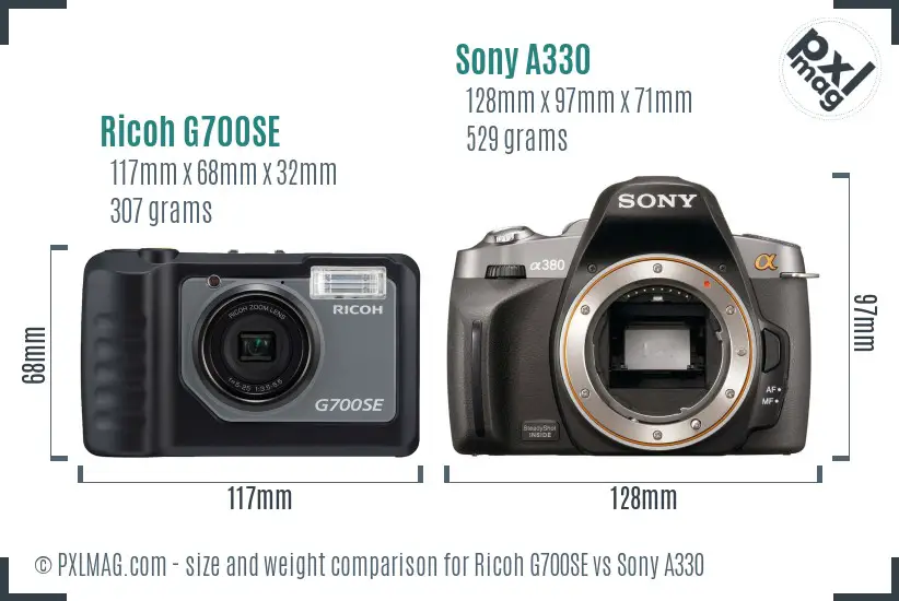 Ricoh G700SE vs Sony A330 size comparison