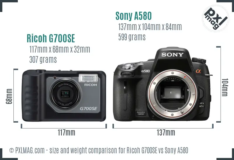 Ricoh G700SE vs Sony A580 size comparison