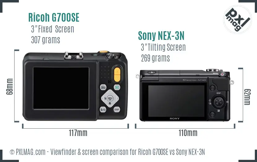 Ricoh G700SE vs Sony NEX-3N Screen and Viewfinder comparison