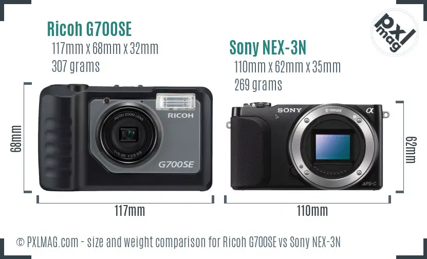 Ricoh G700SE vs Sony NEX-3N size comparison