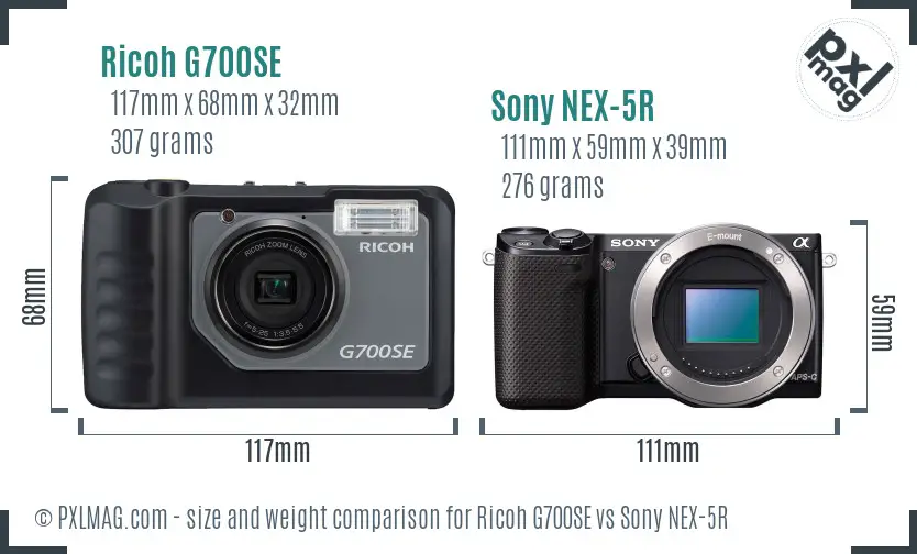 Ricoh G700SE vs Sony NEX-5R size comparison